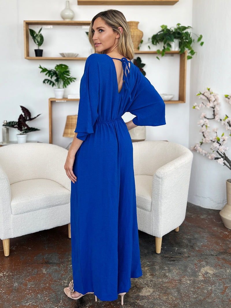 4 COLORS -  Classy Wide Leg Jumpsuit with Pockets