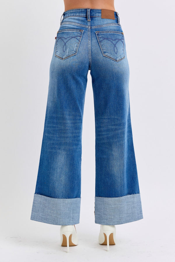 Judy Blue Distressed High Waist Wide Leg Jeans