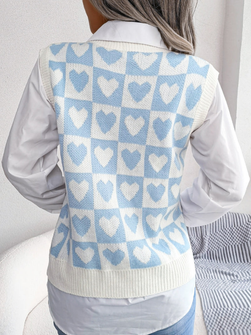 3 COLORS - Heart V-Neck Sweater Vest