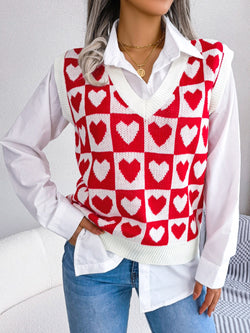 3 COLORS - Heart V-Neck Sweater Vest