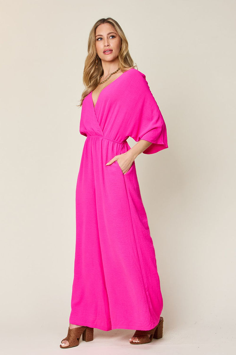 4 COLORS -  Classy Wide Leg Jumpsuit with Pockets