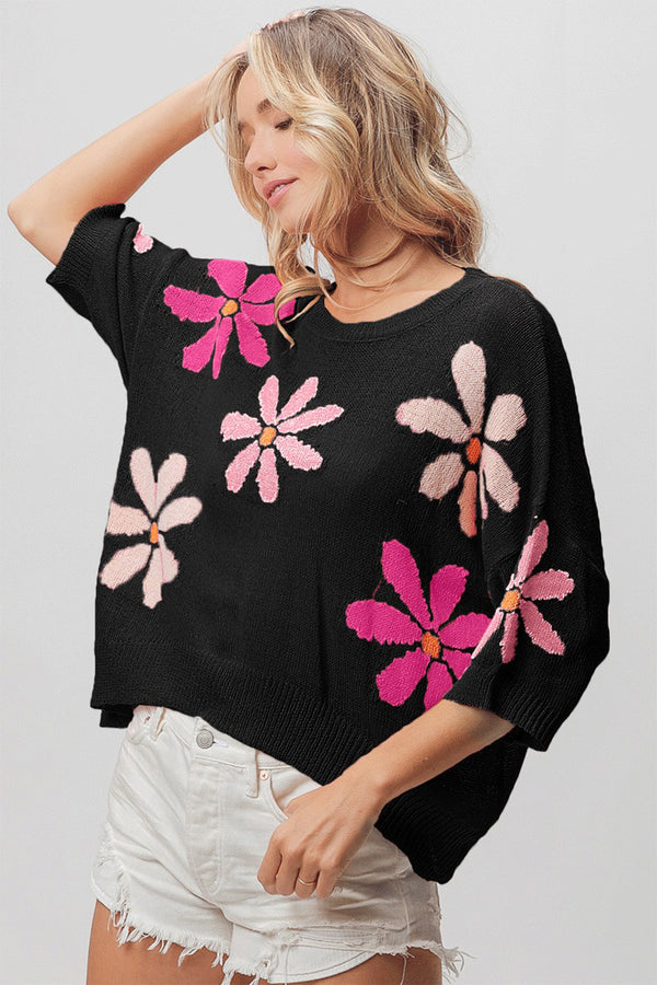 The Perfect Floral Pattern Cropped Sweater