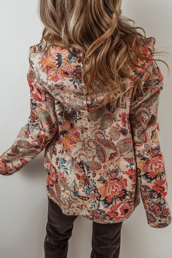 Floral Long Sleeve Hooded Jacket