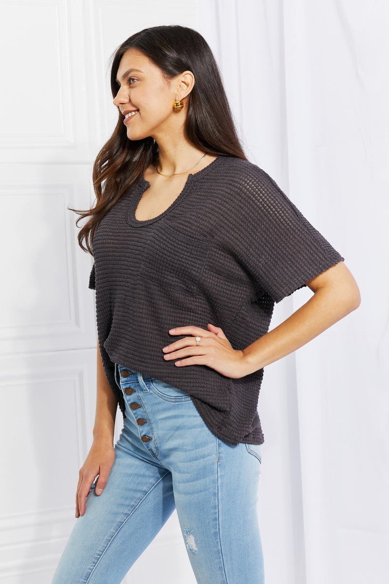 Spring It On Keyhole Jacquard Sweater in Gray