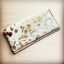 Hair on Hide Leather Wallet Gold Metallic