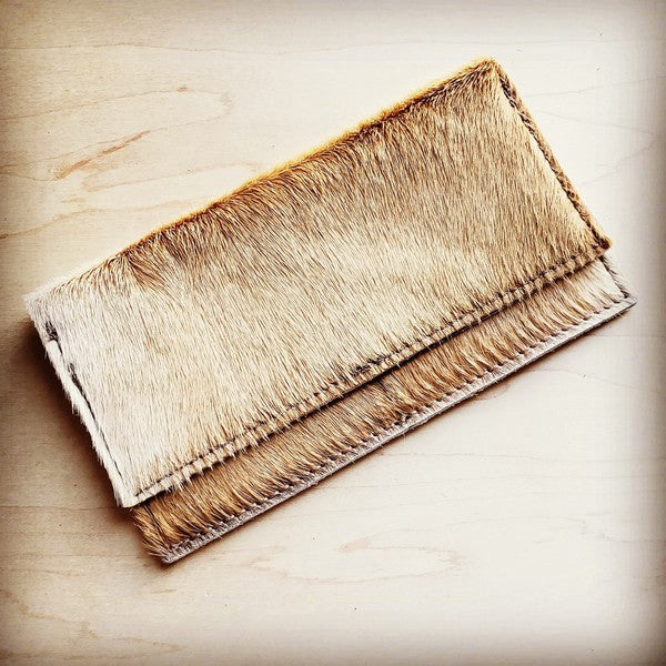 Hair on Hide Leather Wallet Light Tan Brindle