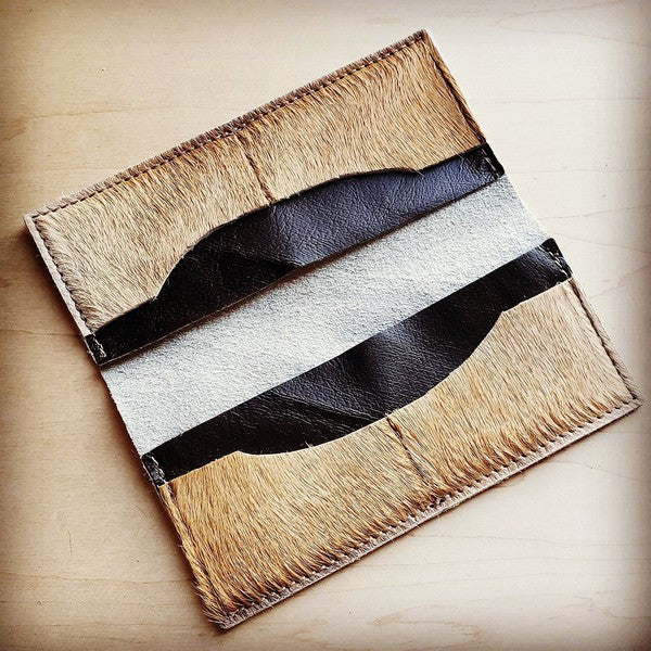 Hair on Hide Leather Wallet Light Tan Brindle
