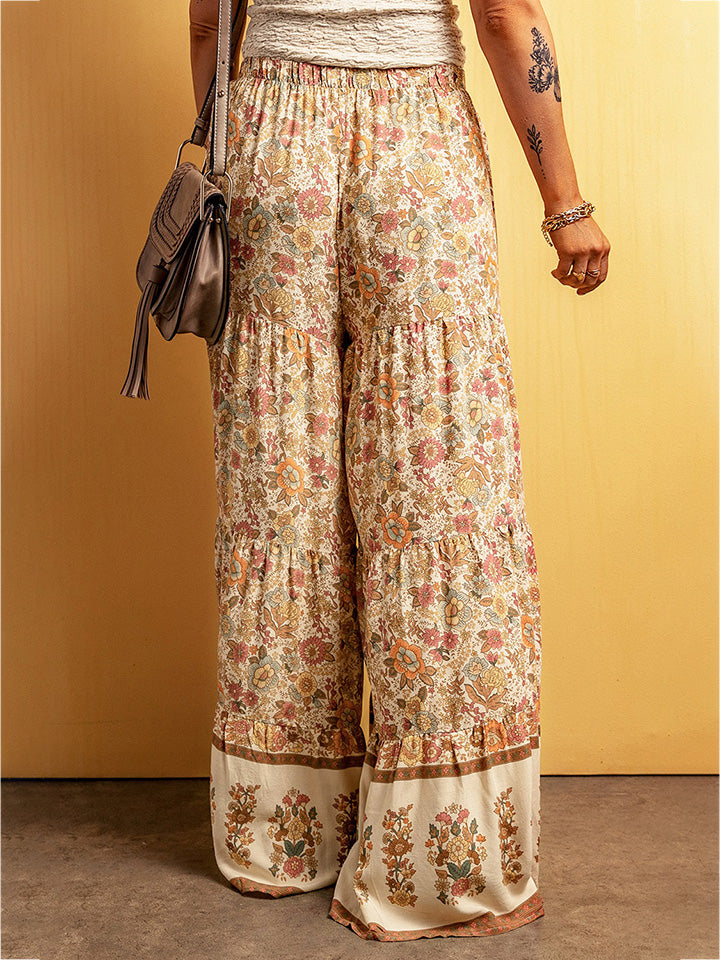 Floral Tiered Wide Leg Pants