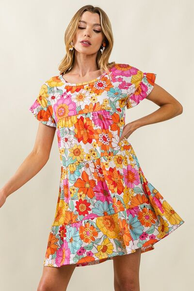 Floral Daze Short Sleeve Tiered Dress