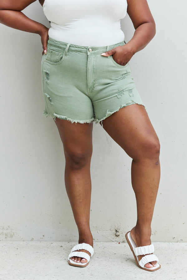 RISEN High Waisted Distressed Shorts