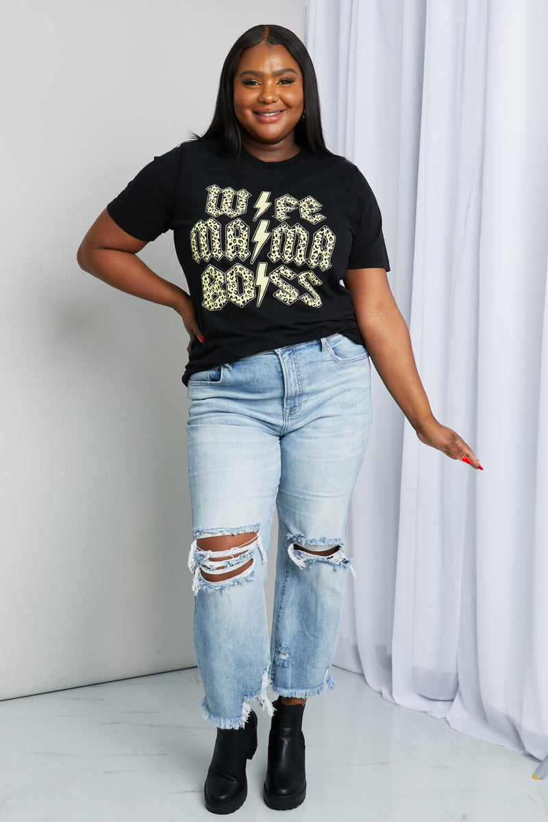 Mama Leopard Lightning Graphic Tee in Black