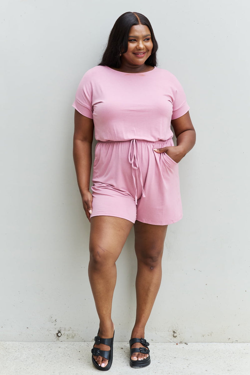 Chilled Out  Short Sleeve Romper in Light Carnation Pink