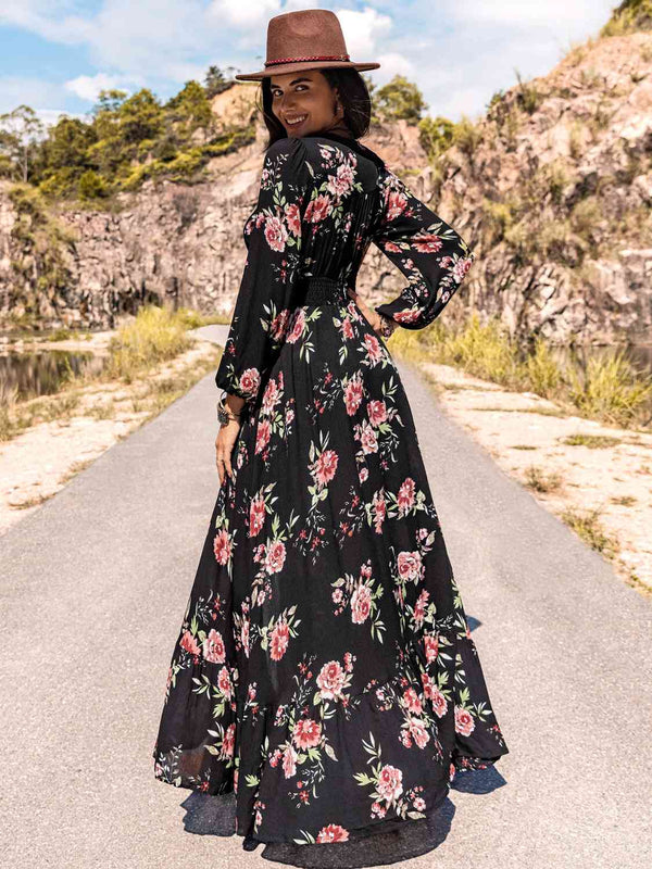 Bohemian Fall Floral Maxi Dress