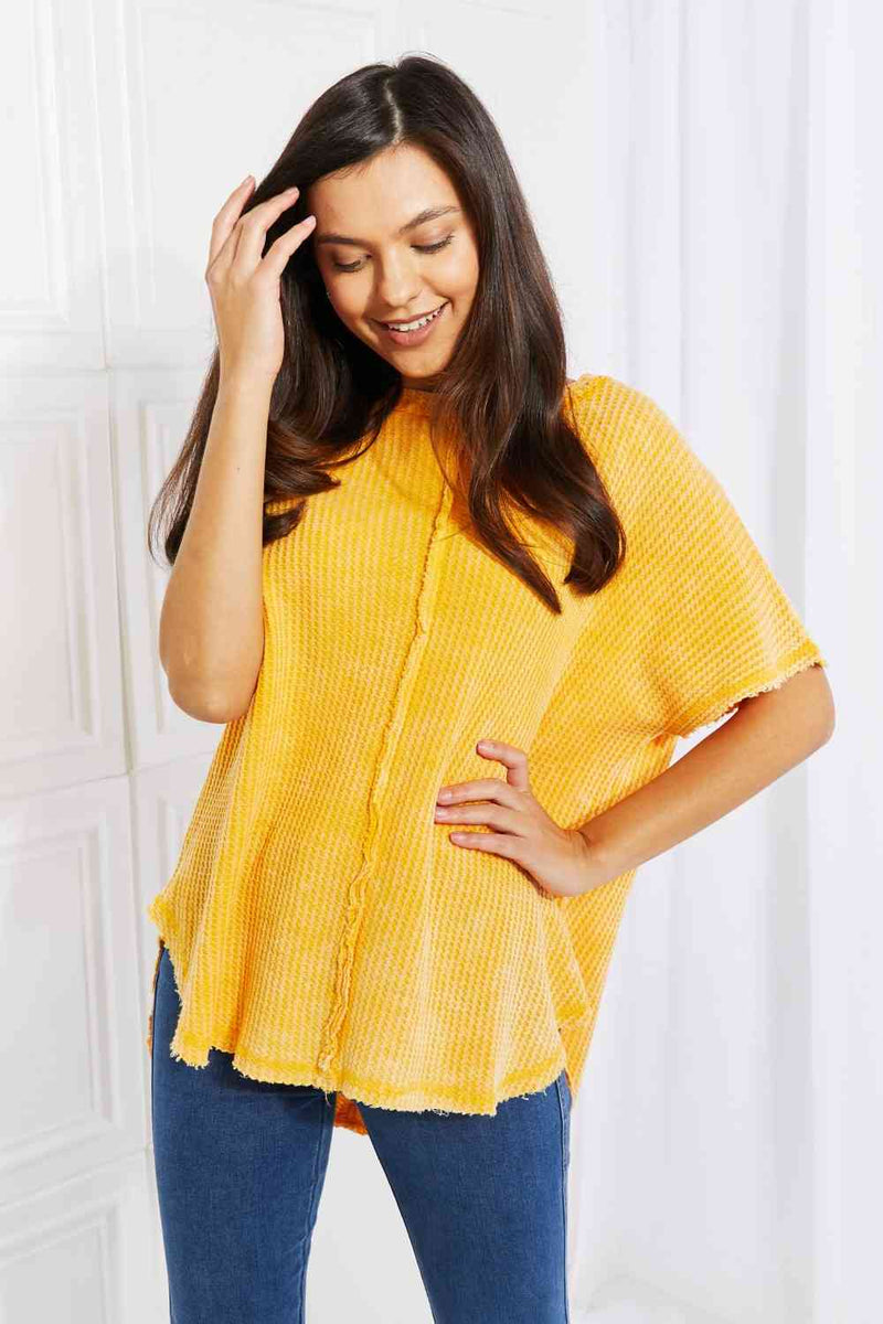 Start Small Washed Waffle Knit Top in Yellow Gold