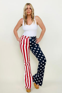 Judy Blue High Waist Vintage American Flag Flare Jeans