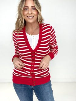 Love Day Striped Button Cardigan