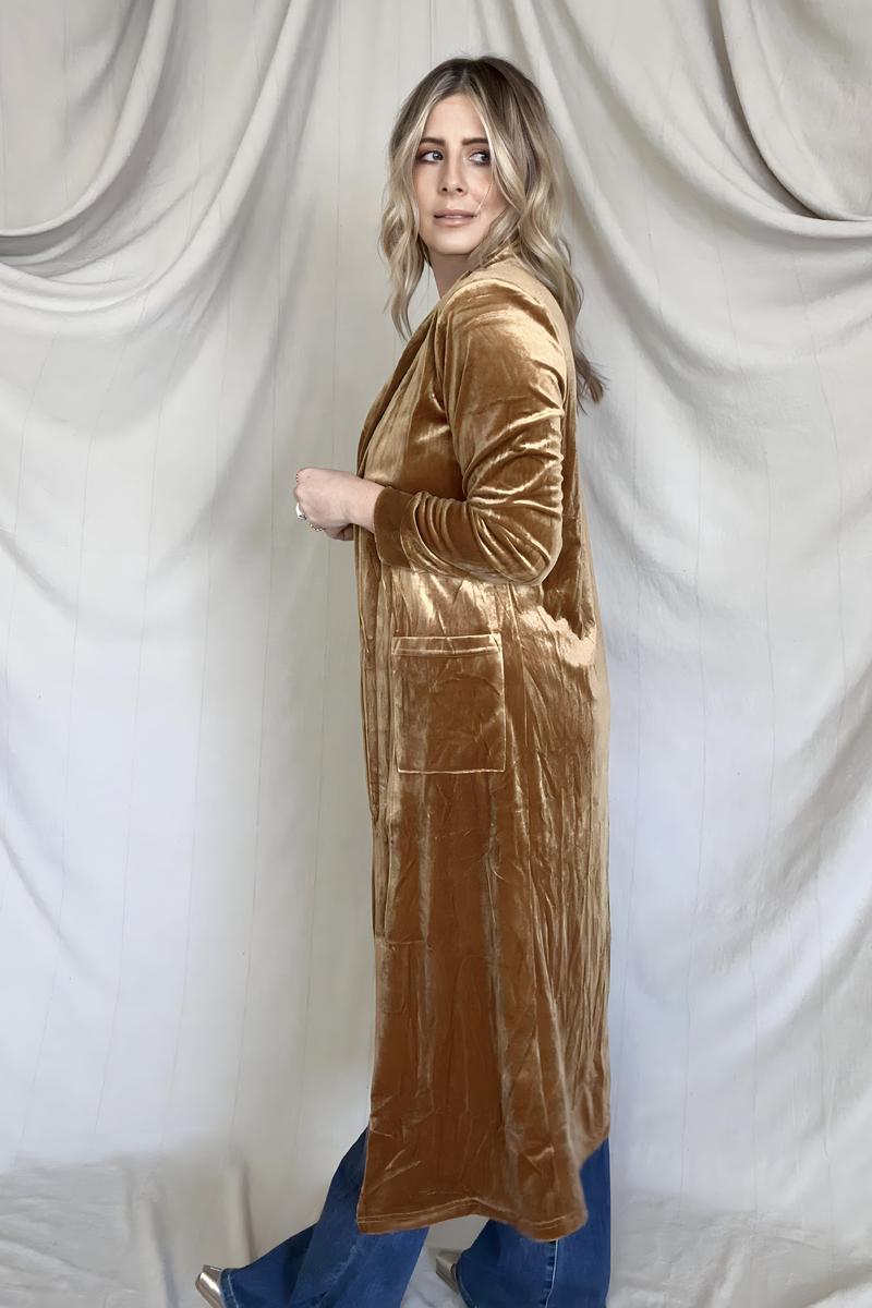 Gold Dust Woman Velvet Long Cardigan