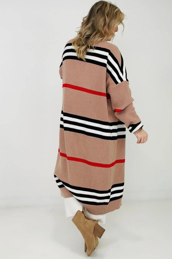 The Burbs Oversized Striped Knit Duster Cardigan