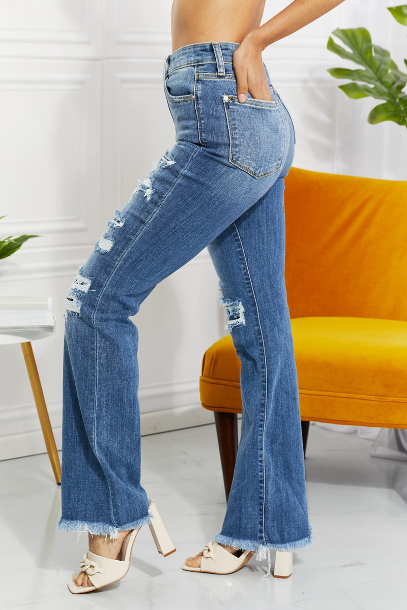Janie High Waisted Patched Bootcut