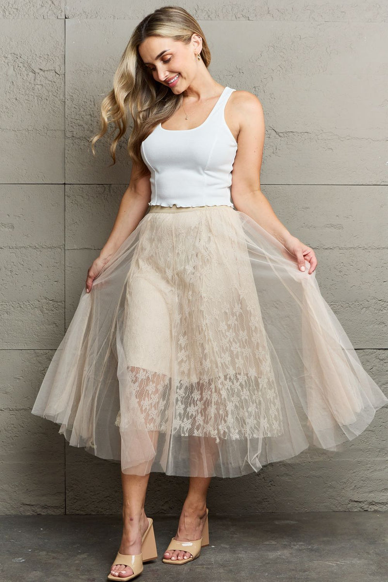 Bohemian Goddess Lace Midi Skirt