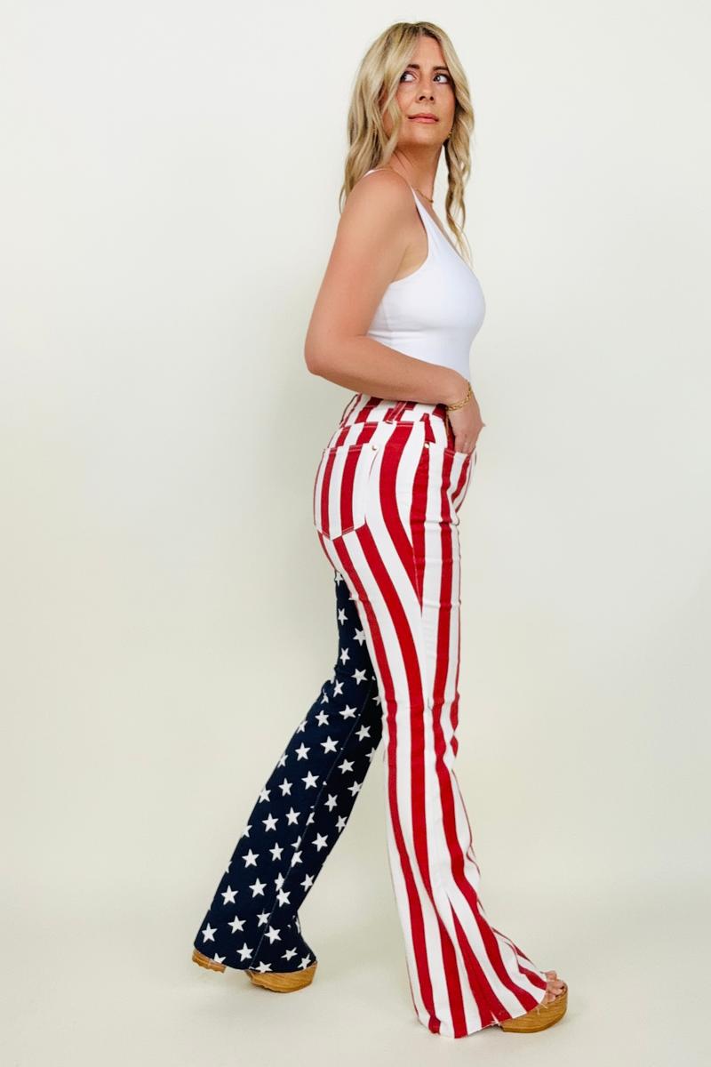 Judy Blue High Waist Vintage American Flag Flare Jeans