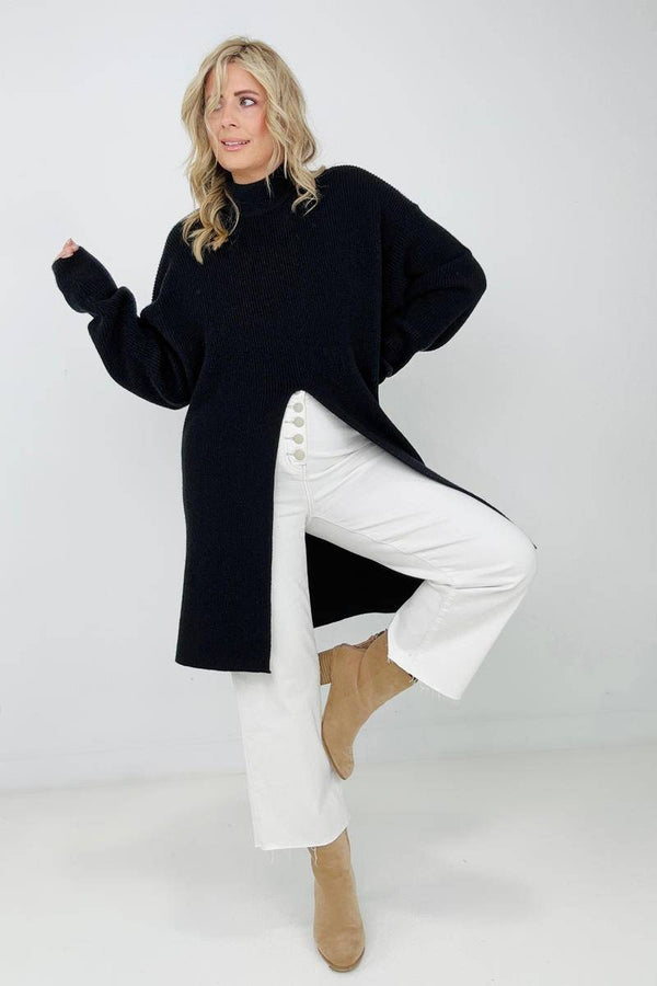Mara Mockneck Front Slit Sweater