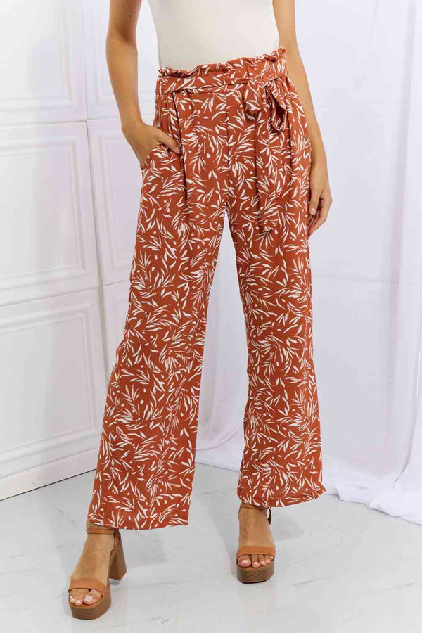Right Angle  Geometric Printed Pants in Red Orange