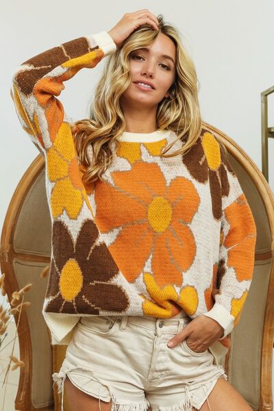 Vintage Flower Pattern Sweater