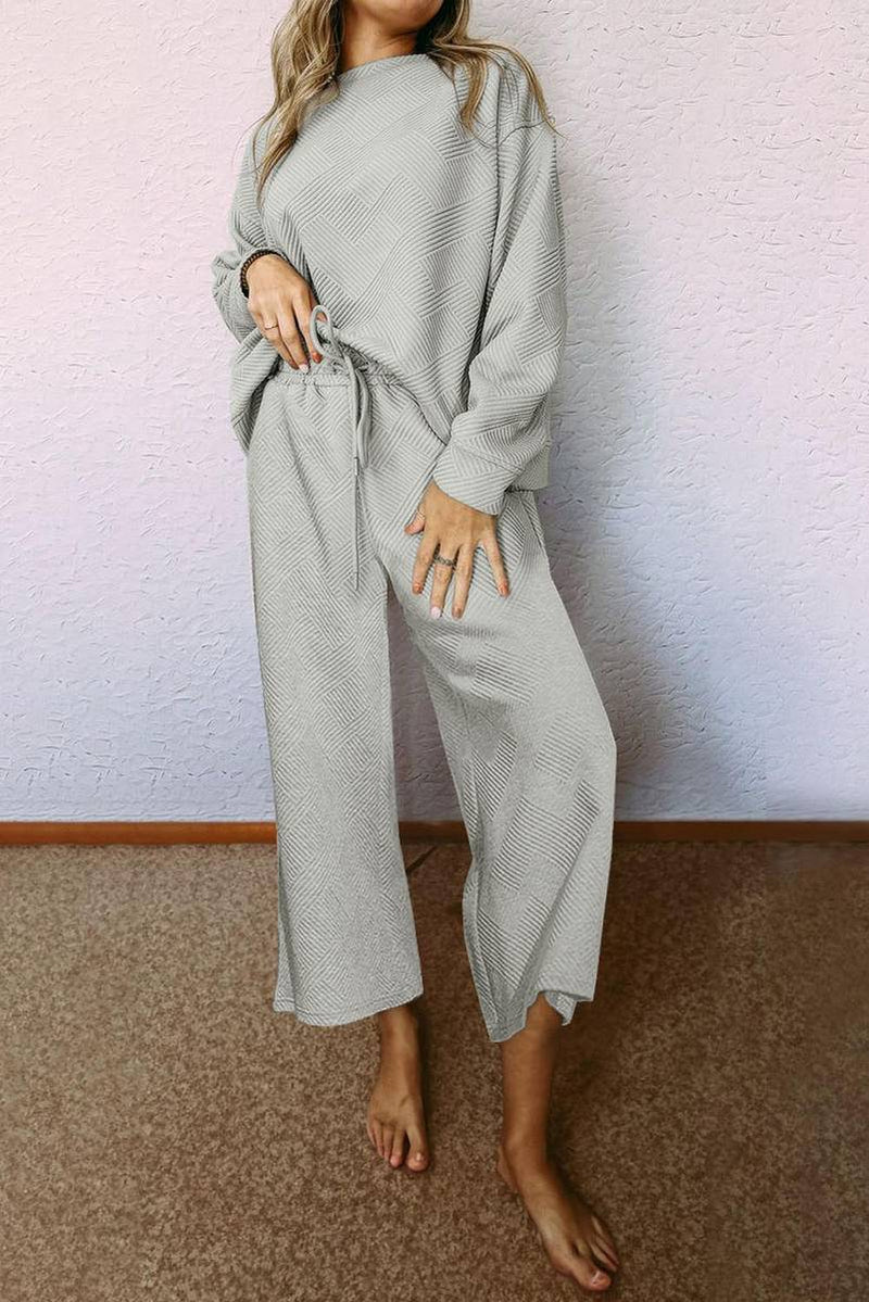 Cozy Up Relaxed Fit Embossed Print Knit Set