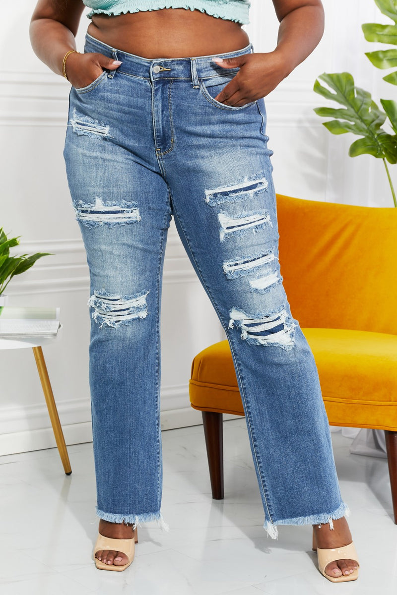 Janie High Waisted Patched Bootcut