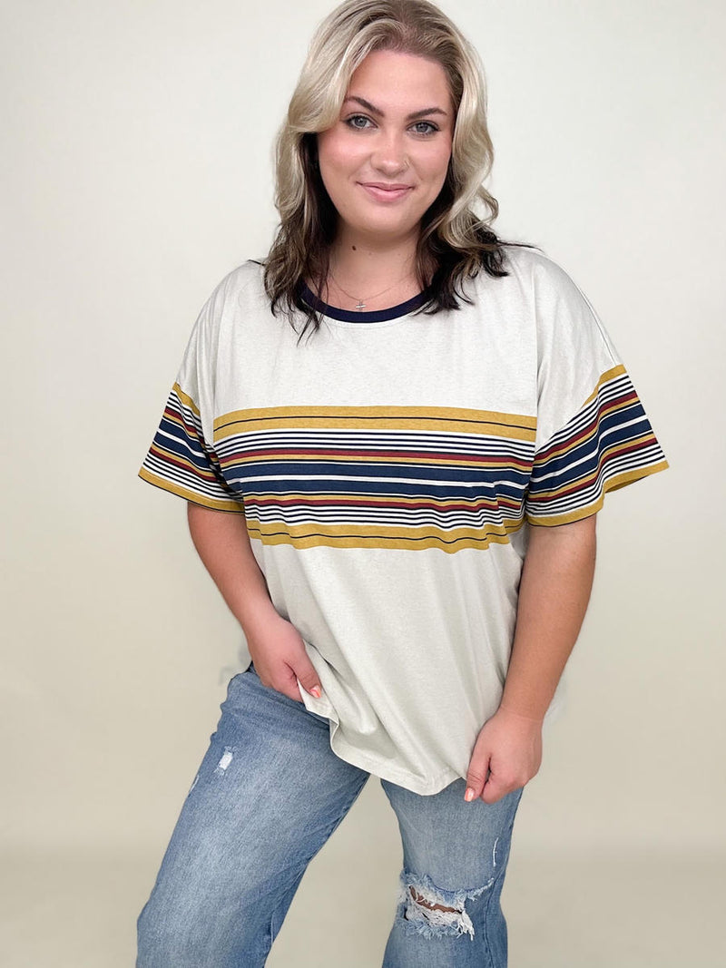 Skater Girl 90's Cotton Stripe Contrast Tee