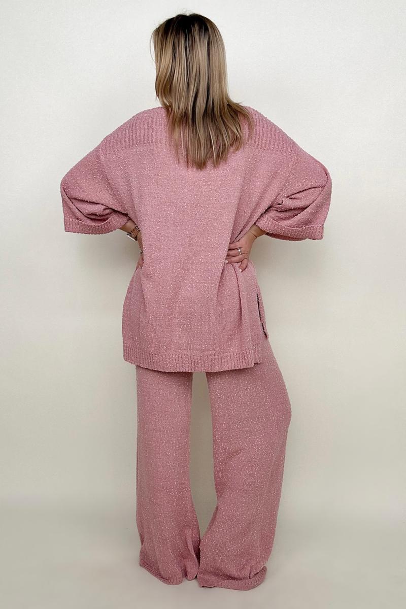 Umgee Wide Sleeve Knit Sweater With Side Slits